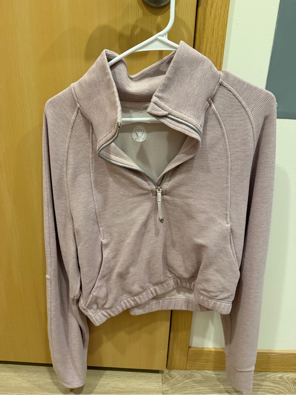 lululemon athletica Dusty Pink Quarter-Zip Cropped Sweatshirt